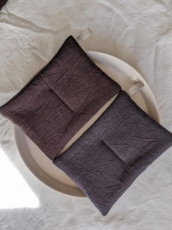 【鍋つかみ・ポットマット／チャコール】　おうち時間・おうちカフェに　母の日 4枚目の画像