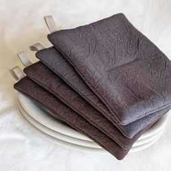 【鍋つかみ・ポットマット／チャコール】　おうち時間・おうちカフェに　母の日 3枚目の画像