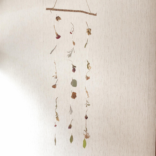 枝付き フラワー モビール ロング 3本 ＊シャビー＆ナチュラル