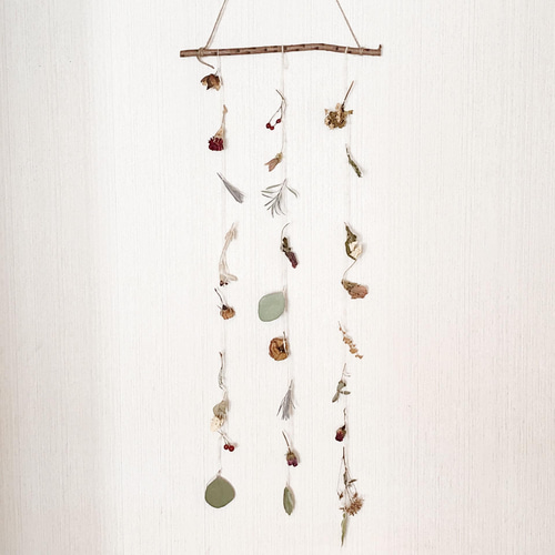 枝付き フラワー モビール ロング 3本 ＊シャビー＆ナチュラル