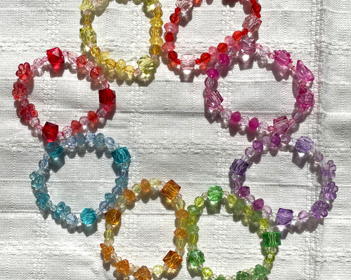 子ども向け＊ビーズブレスレット(2本セット・オレンジ) no.ff-6