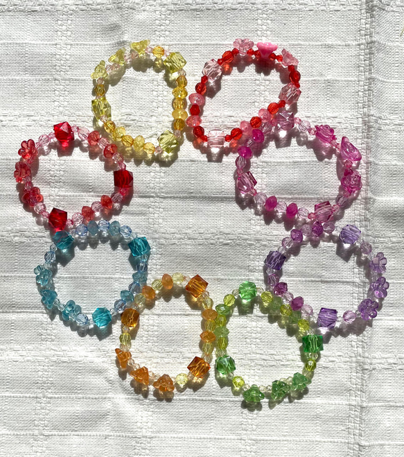 子ども向け＊ビーズブレスレット(2本セット・濃桃) no.ff-7