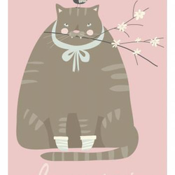 【送料無料】A3・A4ポスター【春のネコ（ピンク）】猫/ネコ/にゃんこ/インテリア/かわいい/光沢写真紙 2枚目の画像