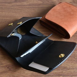 creemaコンパクト財布 本革 コンパクトウォレット 二つ折り財布 折り財布【受注制作