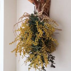 超早割価格】大人気！ミモザとユーカリのドライフラワースワッグ 母の