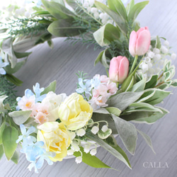 Lily of the valley & tulips Wreath〜MLsize〜 2枚目の画像