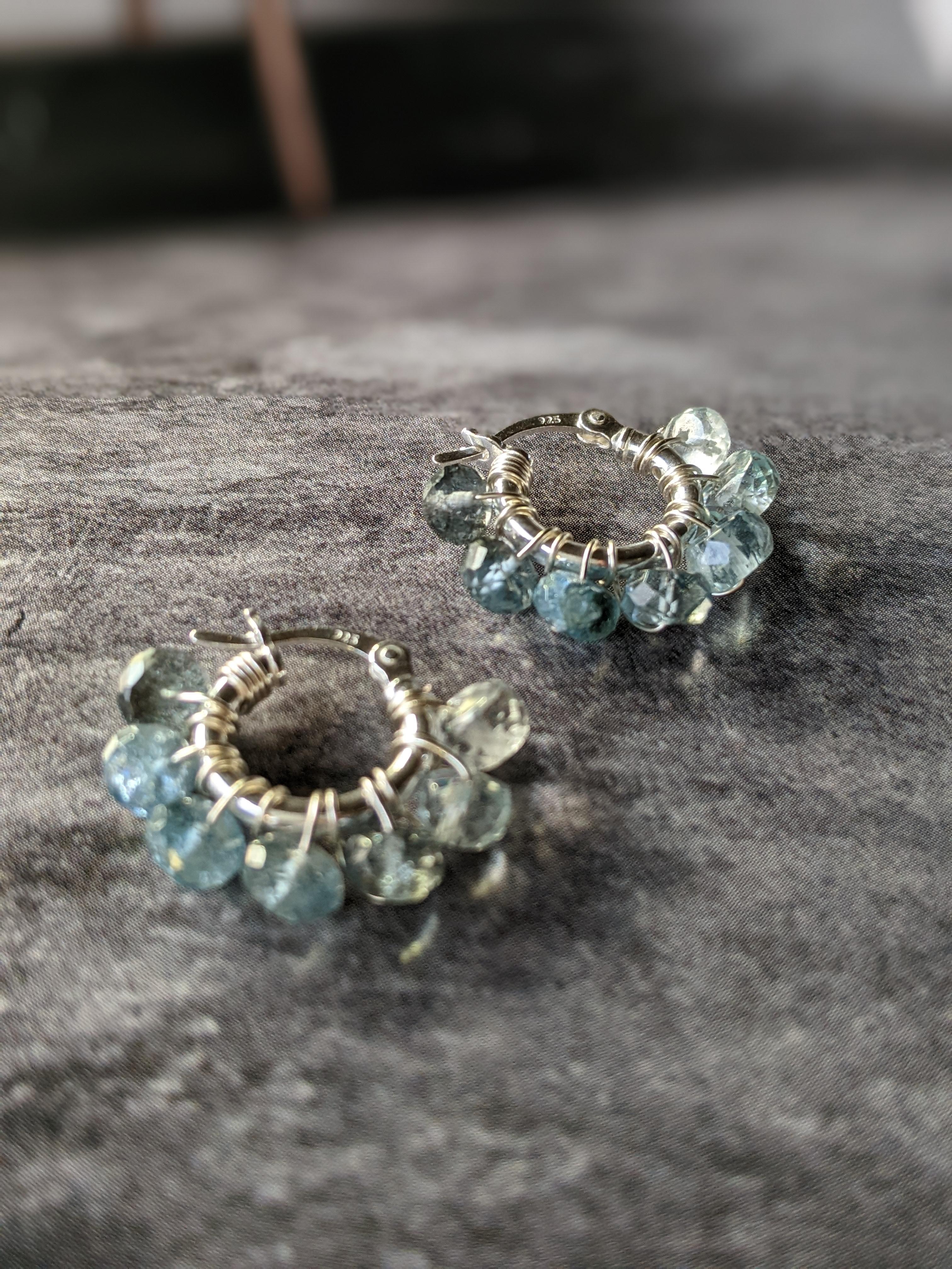 SV925 サンタマリアアクアマリン モス超希少SantaMaria Aquamarine フープピアスorイヤリング