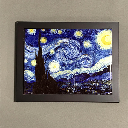 ゴッホ 星月夜 フォトタイル木製フレーム付き 絵画 chaya 通販 ゴッホ 星月夜 フォトタイル木製フレーム付き 絵画 chaya 通販