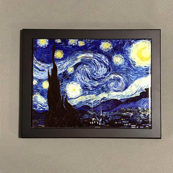 【超お買い得！】 ゴッホ 星月夜 フォトタイル木製フレーム付き 絵画 chaya 通販 絵画