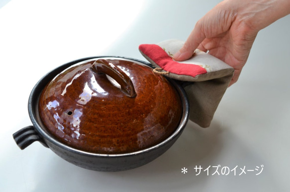 リネン　鍋つかみ　手のひらサイズ　へたれにくい　鍋敷き　暮らしの道具 4枚目の画像