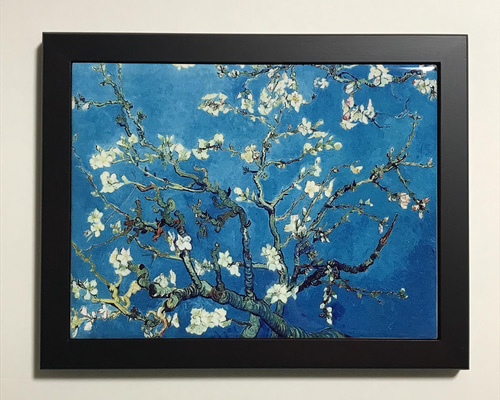 ゴッホ 花咲くアーモンドの木の枝 フォトタイル木製フレーム付き 絵画