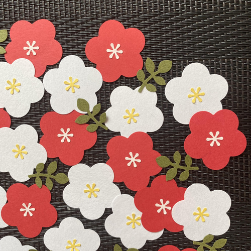クラフトパンチ 梅 梅の花 紅白 フラワー アルバム素材 保育園 幼稚園