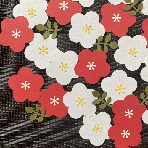 クラフトパンチ 梅 梅の花 紅白 フラワー アルバム素材 保育園 幼稚園