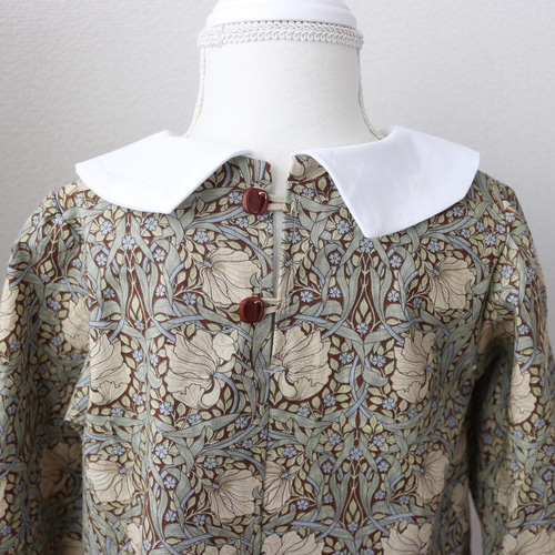 90サイズ(モリス使用)丸襟×肩フリルエプロンワンピース(ピンパーネル) 90サイズ(モリス使用)丸襟×肩フリルエプロンワンピース(ピンパーネル