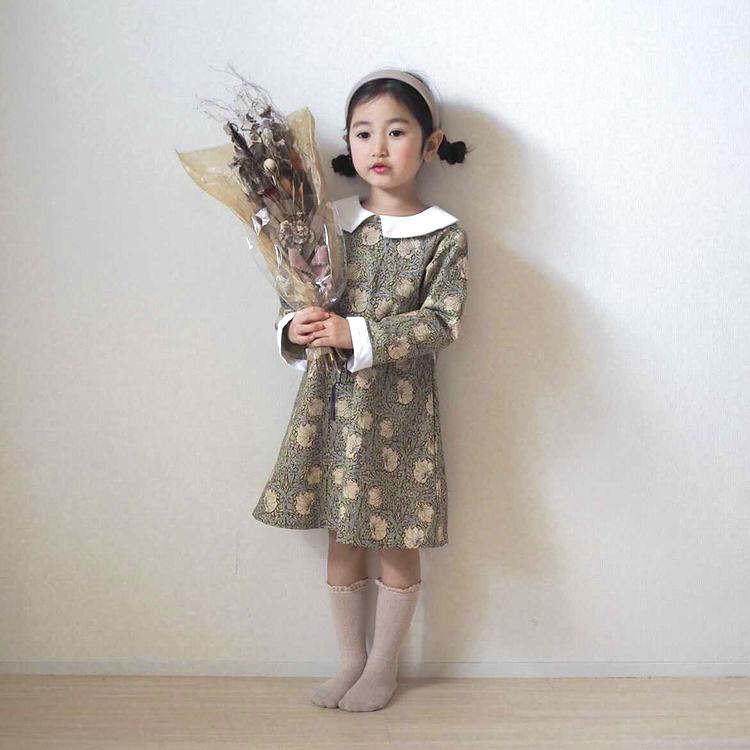 Girls モリスで彩るセレモニーワンピース/ウィリアムモリス/ピンパーネル/入園入学/セレモニー/90ー160㎝まで