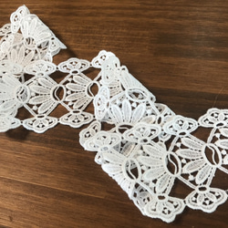 商品入れ替え ▼ 半額値下げ ▼ 2m コットンケミカルレース オーナメント柄 日本製 lace-No,078 4枚目の画像