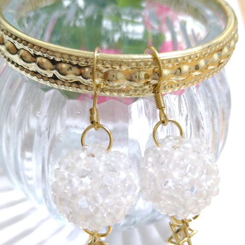 マカバチャーム付き 神聖幾何学フラーレン ピアス•イヤリング ピアス