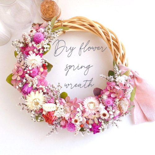 春色カラー 桃の節句 ひな祭り White&pink 春のお花たっぷりリース