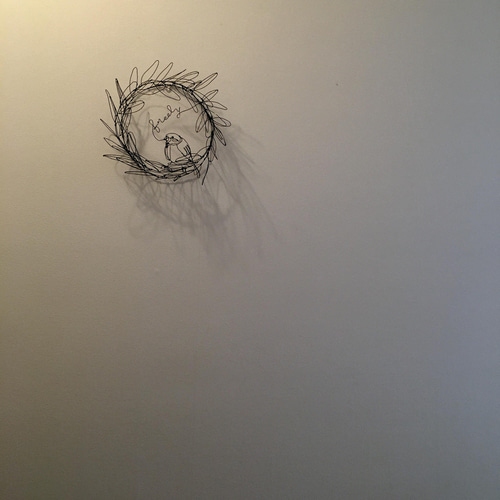 ワイヤーアート ワイヤークラフト リース 竹にすずめ 立体