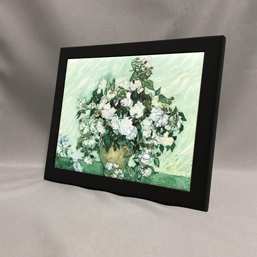 ゴッホ 薔薇 バラのある花瓶 フォトタイル木製フレーム付き 絵画