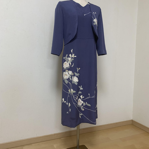 アンサンブル】手描き友禅 枝椿 作家モノ 訪問着フォーマルワンピース 