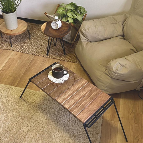 折り畳み式　高さ２６㎝のソロキャンプ用ローテーブル