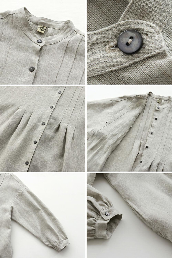 亞麻 2way 褶襉連衣裙（自然米色） OP13 第9張的照片