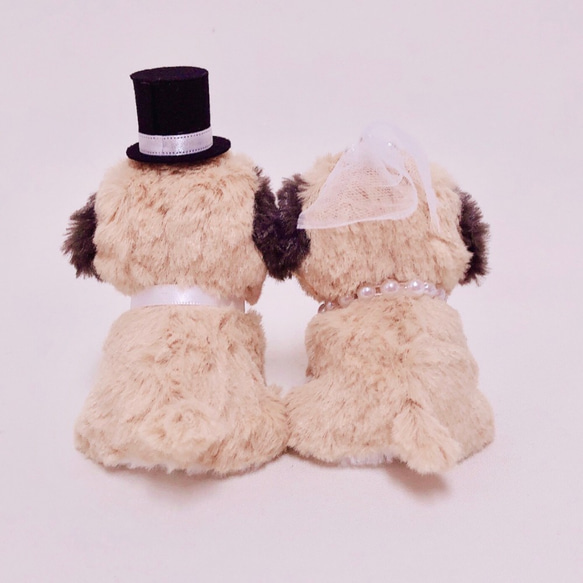 【プチシリーズ】お手玉ドッグ ミニウェルカムドール プチドッグ 犬 （パグ） 結婚式 ぬいぐるみ 人気 パグペア 3枚目の画像