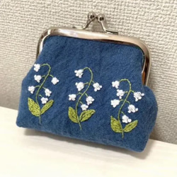 すずらん刺しゅうのがま口財布 がま口 ルソラ 通販 13476512｜Creema