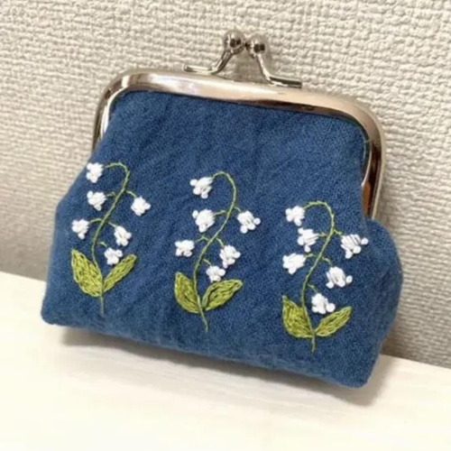 すずらん刺しゅうのがま口財布 がま口 ルソラ 通販 13476512｜Creema