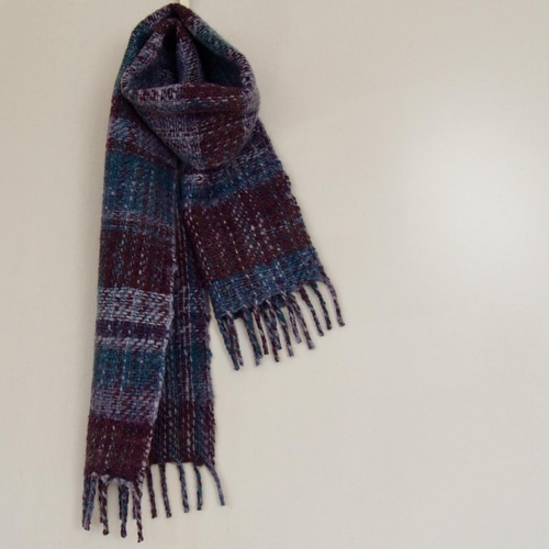 手織り・手紡ぎ糸使用、三枚斜文織りマフラー マフラー hiro-gare 通販  