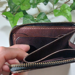 ファスナー式ミニ財布　【姫路レザー】【レザークラフト】【ミニ財布】【二つ折り型】 3枚目の画像