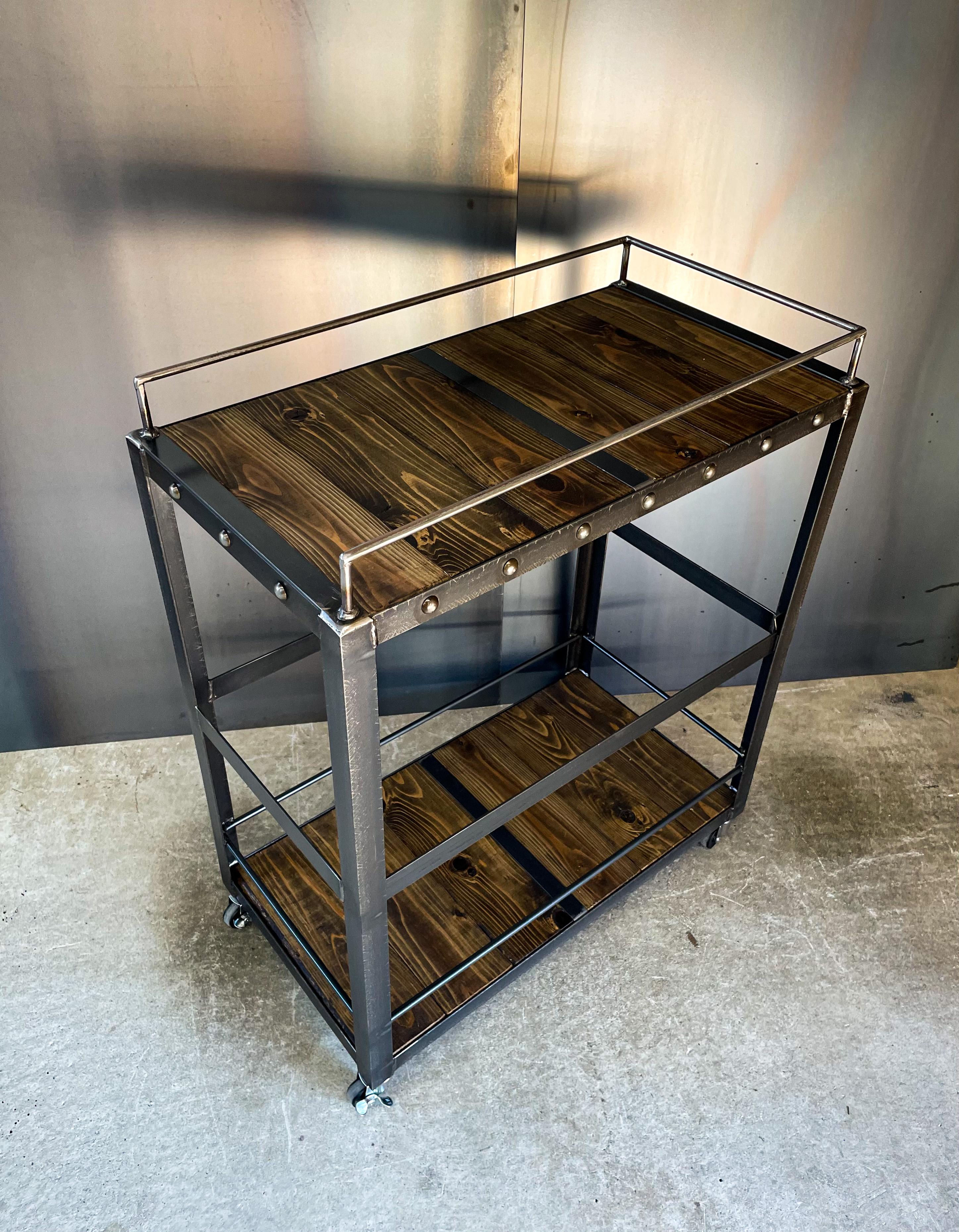 アイアンキャリーワゴン　キッチンワゴン スチールワゴン キャスター付き ワゴン スチール製 アイアン