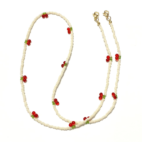 ivory×cherry マスクストラップ メガネストラップ ビーズアクセサリー
