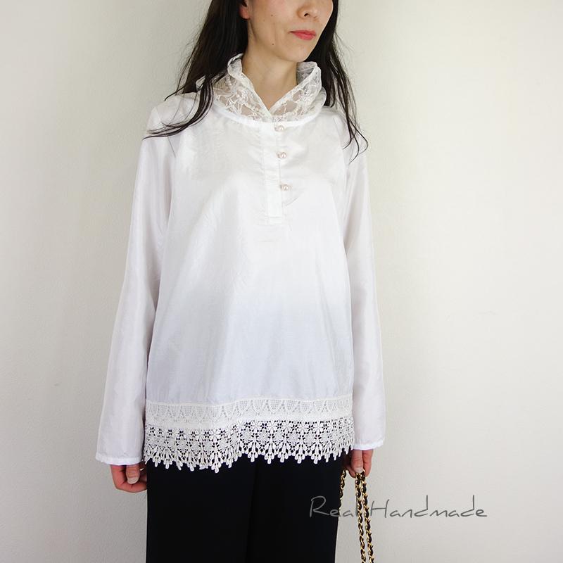 ワッシャーラッセルレース襟クシュブラウス a 卒業式 結婚式 卒園式 法事