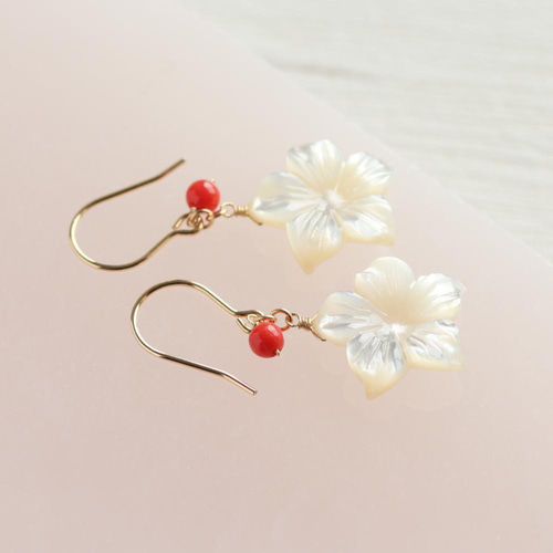 maumaumau14kgf K2ストーン スノーフラワーカービングピアス maumaumau