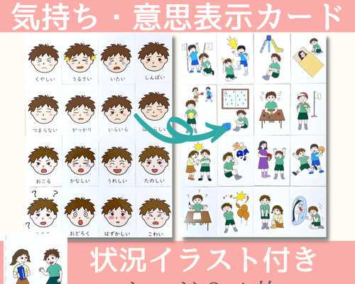 気持ちカード 絵カード 療育 視覚支援 言語訓練 発達障害 知育