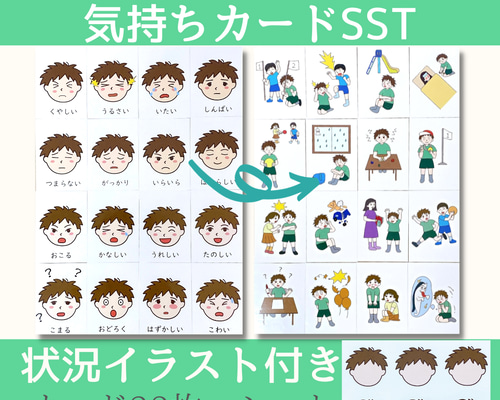 気持ちカード SSTセット 絵カード 発達障害 療育 言語訓練 発達