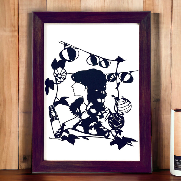 夏まつり少女』 オリジナル切り絵 切り絵 Fancy Kirie