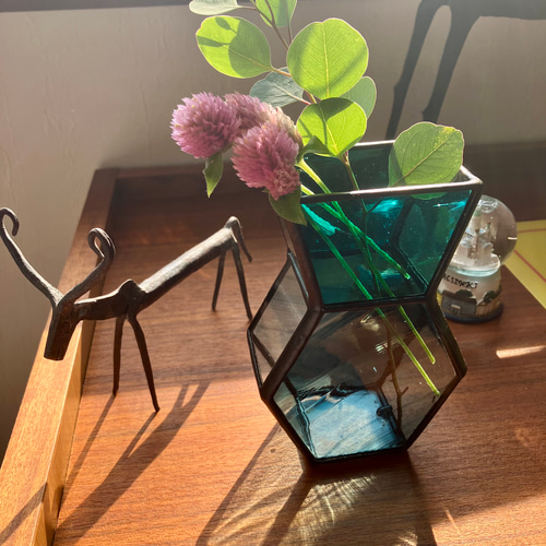 受注制作品・再販】ステンドグラス 花瓶 géométrique（クリア