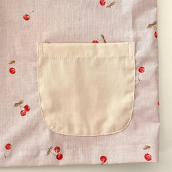 くすみピンクのさくらんぼスモック 半袖 100、120サイズ チェリー柄 2枚目の画像