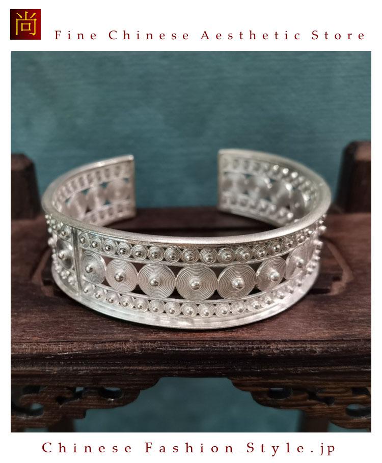 ブレスレット2セット 銀線細工 中国七宝 S925 アンティーク SILVER