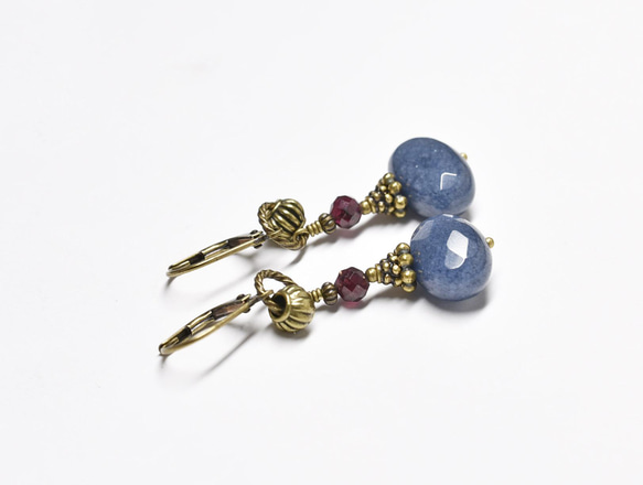 藍寶石瑪瑙和石榴石戒指耳環 第6張的照片