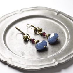 藍寶石瑪瑙和石榴石戒指耳環 第2張的照片