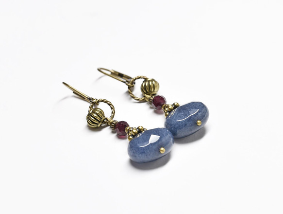 藍寶石瑪瑙和石榴石戒指耳環 第5張的照片