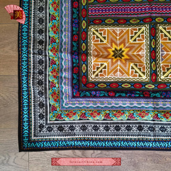 イ族手刺繍天然コットン製エスニックBOHOタペストリー１３５x１８８cm長方形 テーブルランナー リビングルーム#122 5枚目の画像
