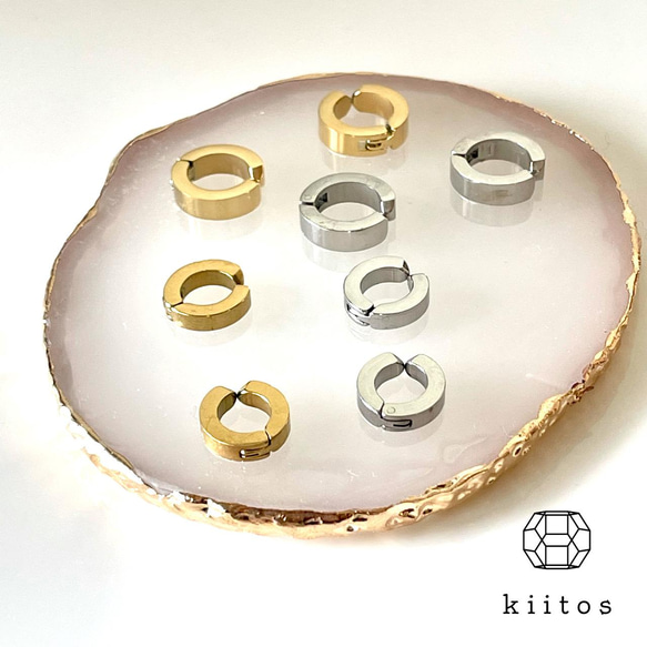 つけっぱなし！OK♪金属アレルギー対応　316L サージカルステンレス　2way　フープイヤリング　イヤーカフ　　 4枚目の画像