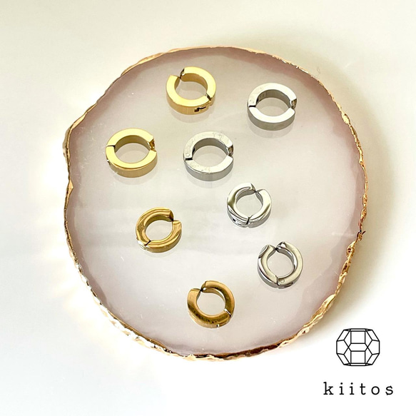 つけっぱなし！OK♪金属アレルギー対応　316L サージカルステンレス　2way　フープイヤリング　イヤーカフ　　 3枚目の画像