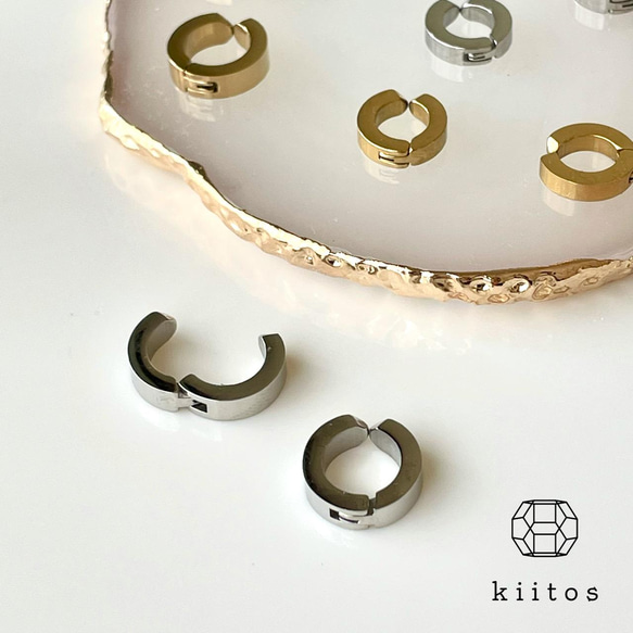 つけっぱなし！OK♪金属アレルギー対応　316L サージカルステンレス　2way　フープイヤリング　イヤーカフ　　 5枚目の画像
