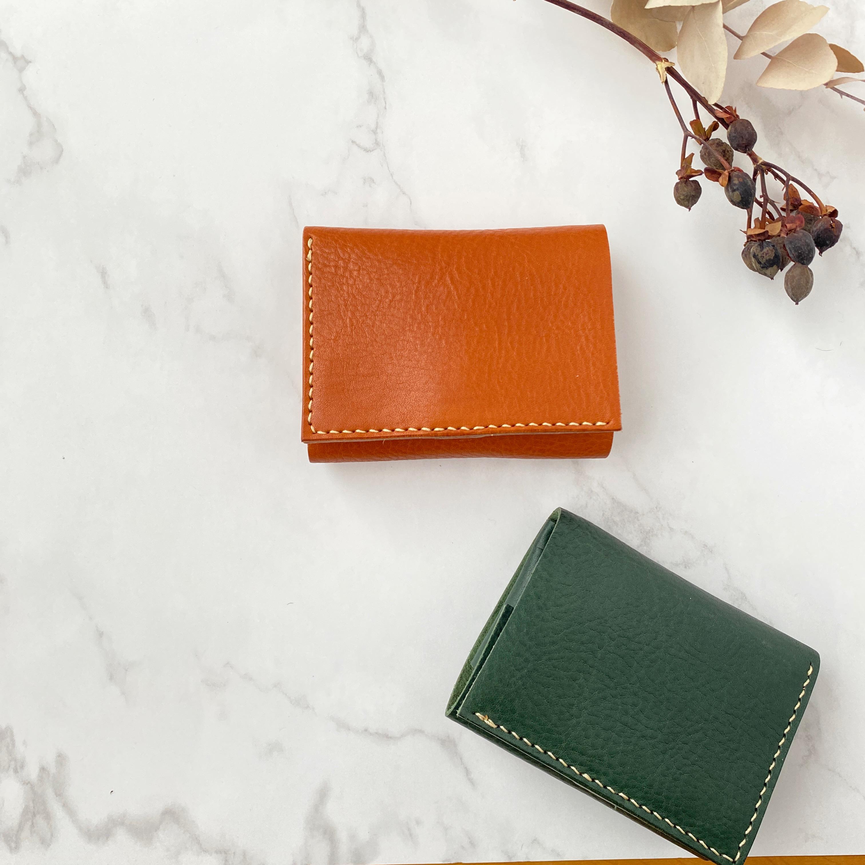 お札を折らない　レザーの小さい財布「てのひら」VACCHETTA800 左利きさんオーダー可能